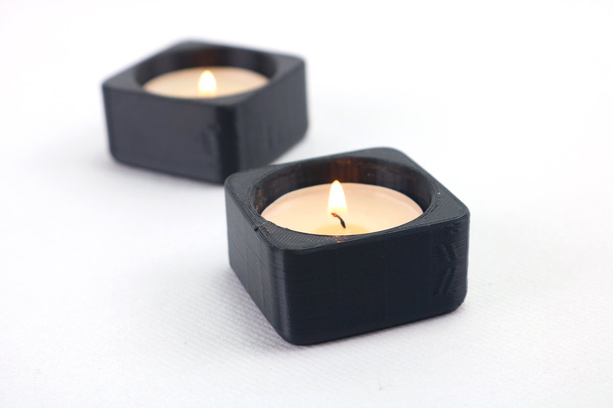 Squared tealight candle holder